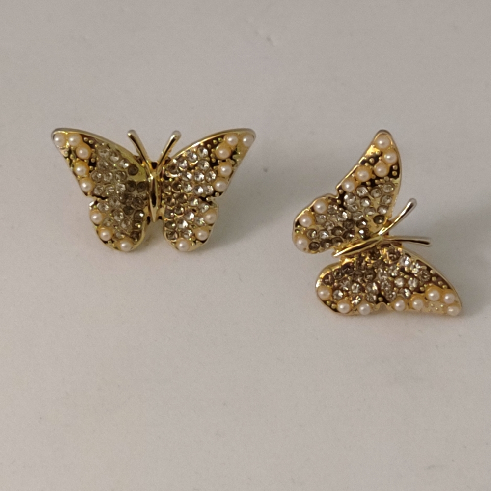 Sugarfix Butterfly Crystal Wings Butterfly Stud Statement Earrings Gold